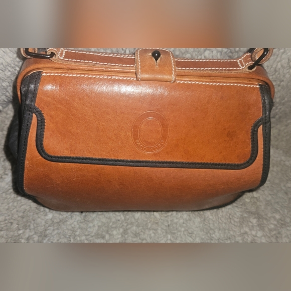 Paco Lobo Cognac Leather Black Nylon Crossbody Bag Adjustable Strap Purse - Picture 7 of 16